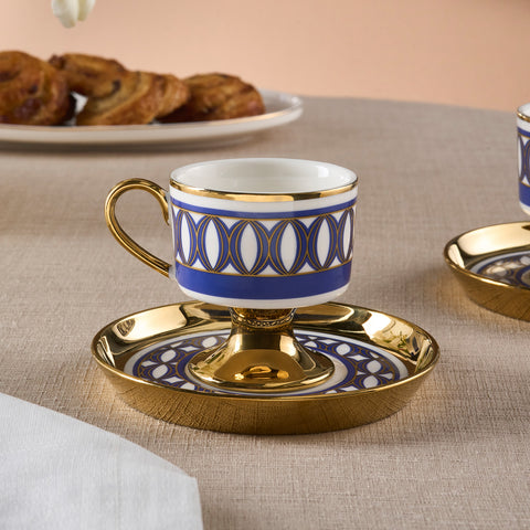 Karaca Hilal 4 Parça Porselen Türk Kahvesi Fincan Takımı, 85 ml, Çok Renkli