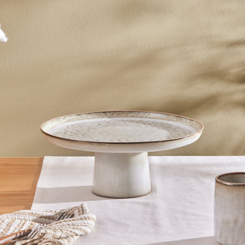 Karaca Rixton Keramische Tortenplatte, 30,5 cm, Beige