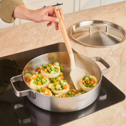 Karaca Powersteel 316+ 3Ply Onyx Edelstahl 8-teiliges Kochset mit Induktionsboden