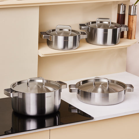 Karaca Powersteel 316+ 3Ply Onyx Edelstahl 8-teiliges Kochset mit Induktionsboden