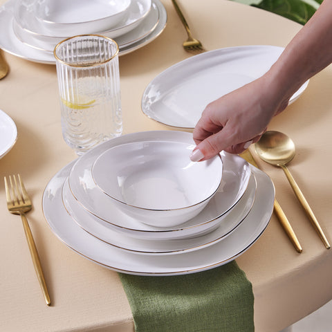 Karaca Red Carpet Collection Stream Bone Yakamoz 59-Piece 12-Person Dinner Set Gold
 