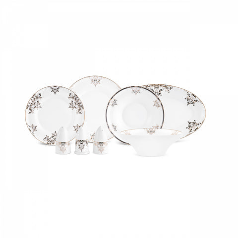 Karaca Stream Bone Andre 53-teiliges Geschirrset für 12 Personen, schwarz