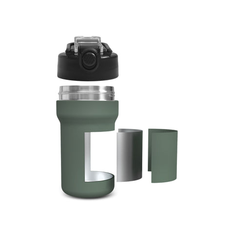 Karaca Thermosteel Camping 2-in-1 Edelstahl-Thermosflasche 450 ml Khaki