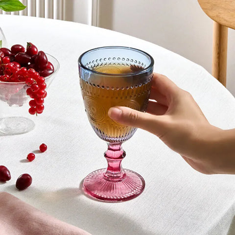 Karaca Sunflower Weinglas 314 ml, Blau Rosa