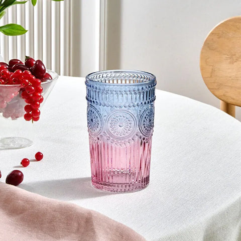 Karaca Sunflower Trinkglas 332 ml, Blau Rosa