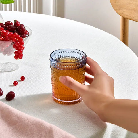 Karaca Sunflower Wasserglas 250 ml, Blau Rosa