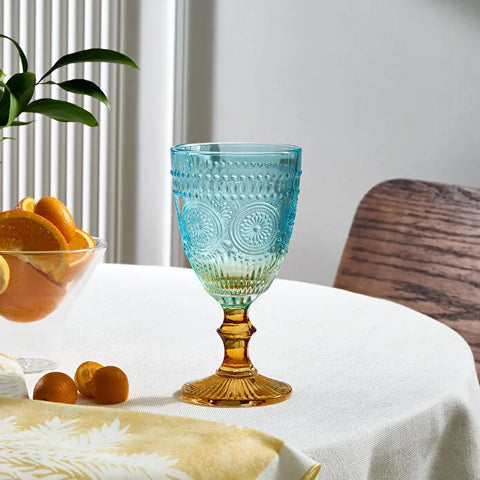 Karaca Sunflower Weinglas 314 ml, Blau Gelb