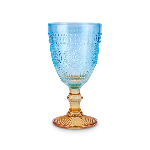 Karaca Sunflower Weinglas 314 ml, Blau Gelb