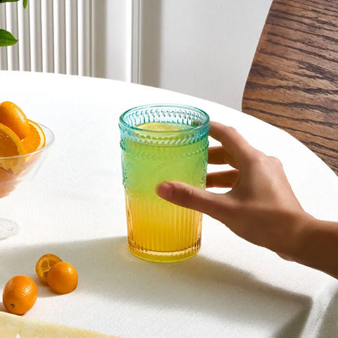 Karaca Sunflower Trinkglas 332 ml, Blau Gelb