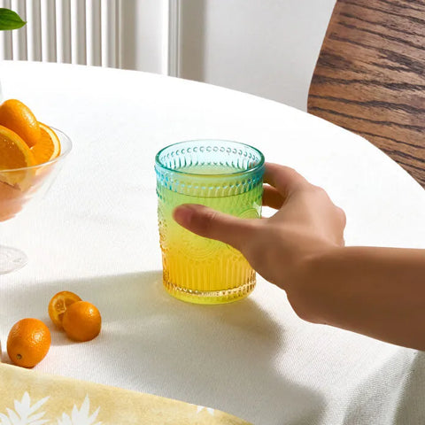 Karaca Sunflower Wasserglas 250 ml, Blau Gelb