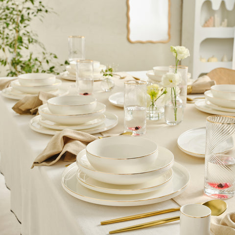 Karaca Red Carpet Collection Stream Bone Merope 53-teiliges 12-Personen Geschirrset Gold