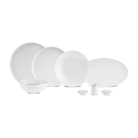 Karaca Red Carpet Collection Stream Bone Merope 53-Piece 12-Person Dinner Set Platinum