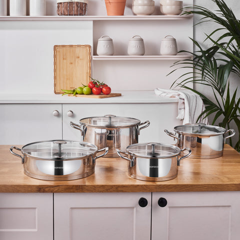 Karaca Vapor 8-teiliges Edelstahl-Topfset mit Sieb