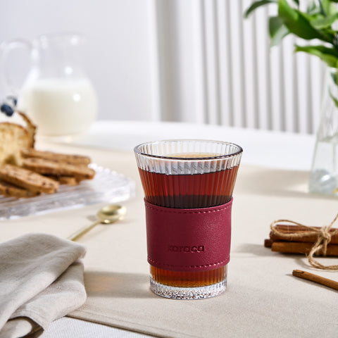  Karaca Leather Cool Touch Latte Glass 210ML Red