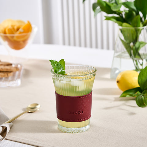  Karaca Leather Cool Touch Latte Glass 210ML Red