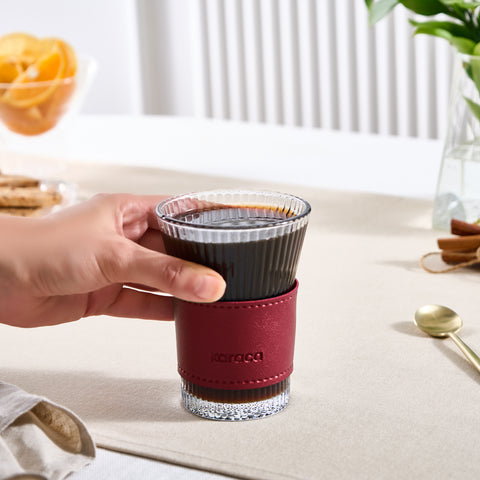  Karaca Leather Cool Touch Latte Glass 210ML Red