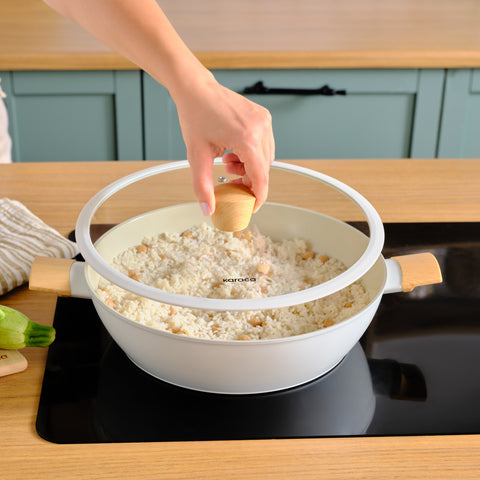 Karaca x Refika Swiss Crystal Almond Cream 30cm Shallow Casserole Pot