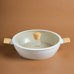Karaca x Refika Swiss Crystal Almond Cream 30cm Shallow Casserole Pot