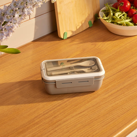 Karaca Fusca Lunchbox mit Gabel und Löffel Grau