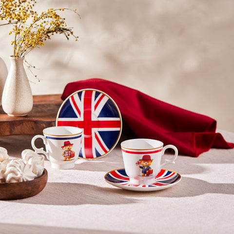 Karaca London 4-teiliges Bone China Espresso-/Türkische Kaffeetassen-S