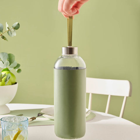 Karaca Leather Water Bottle, 1 L, Green
