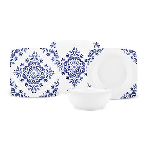 Karaca Square Bone Miranda 24-teiliges Tafelservice für 6 Personen