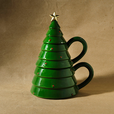 Karaca New Year Christmas Pine Tree, Mug Set, Multi