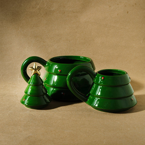 Karaca New Year Christmas Pine Tree, Mug Set, Multi