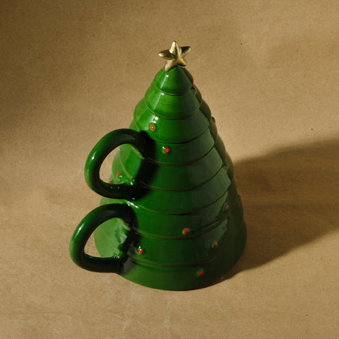 Karaca New Year Christmas Pine Tree, Mug Set, Multi