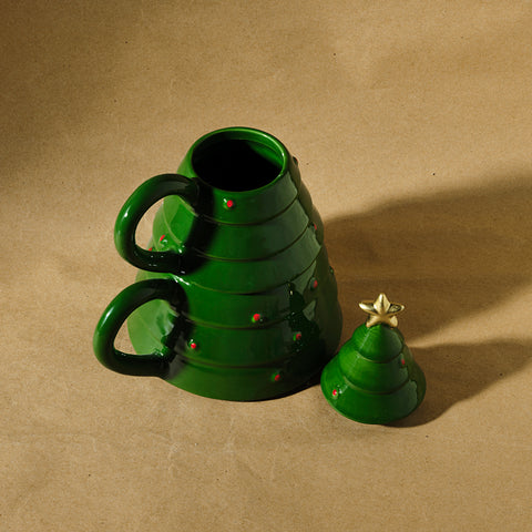 Karaca New Year Christmas Pine Tree, Mug Set, Multi