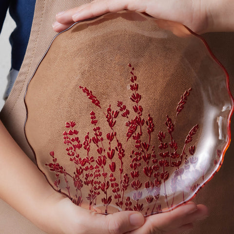 Karaca Red Lavender 7-Piece Cake Set