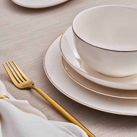 Karaca Elegance Bone Esbelto 53-Piece Dinner Set for 12 People – Gold