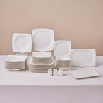 Karaca Square Bone Jamie 53-Piece 12-Person Dinner Set Platinum
 