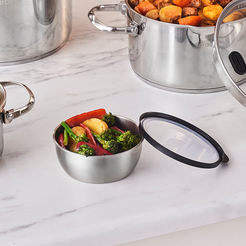 Karaca Burgaz 8-teiliges Edelstahl-Topfset mit Klappgriffen und Induktionsboden