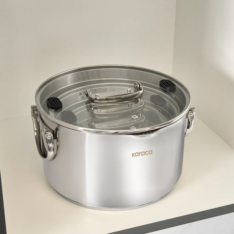 Karaca Burgaz 8-teiliges Edelstahl-Topfset mit Klappgriffen und Induktionsboden