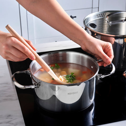 Karaca Burgaz 8-teiliges Edelstahl-Topfset mit Klappgriffen und Induktionsboden