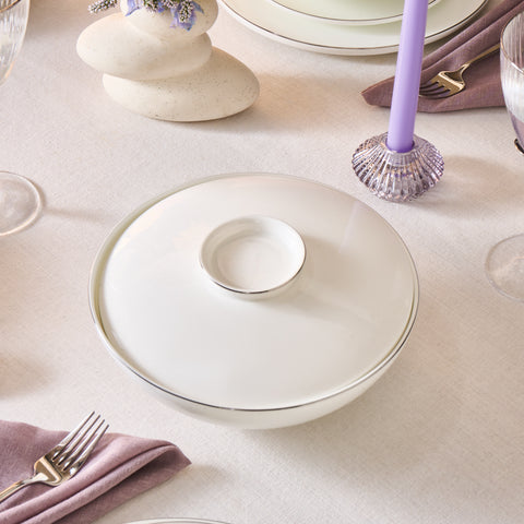 Karaca Fine Bone Meridian 55-Piece Dinner Set for 12 People Platinum