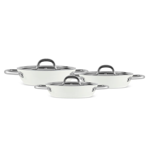 Karaca x Refika Swiss Crystal Creamy Metall 6-teiliges Sahan-Set Creme