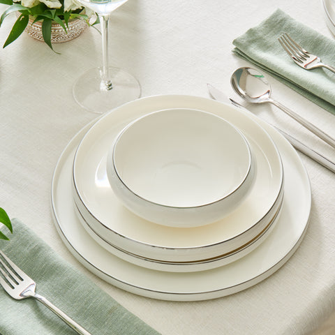 Karaca Stream Bone Sunset Platin, 53-Piece 12-Person Dinner Set