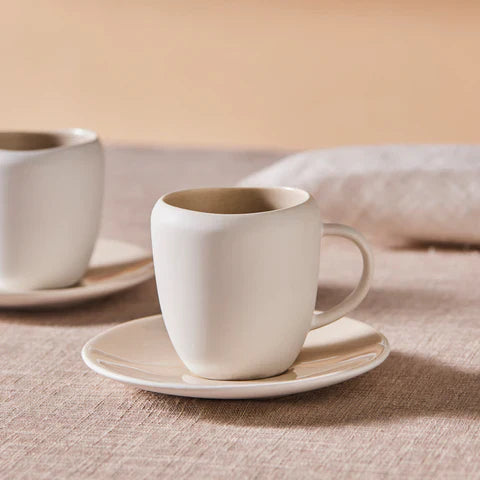 Karaca Earth Collection New Cupid Reactive Glaze Espresso Türk Kahve Fincan Seti, 90 ml, Tek Kişilik, Bej Beyaz