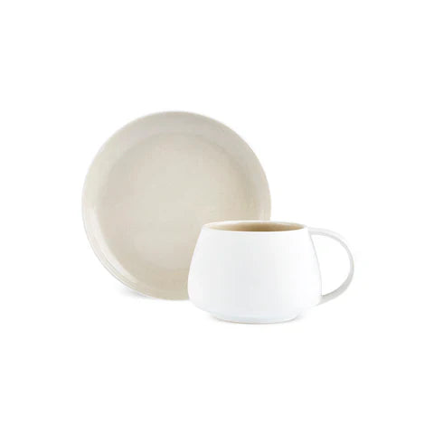 Karaca Earth Collection New Cupid 2 Parça Reaktif Sırlı Çay Seti, 300 ml, Tek Kişilik, Bej Beyaz