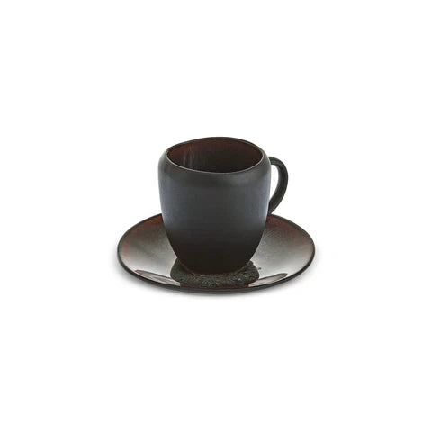 Karaca Earth Collection New Galactic 2-Piece Reactive Glaze Espresso Turkish Coffee Cup Set, 100ml, Single Person, Black