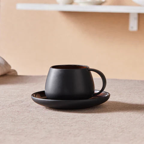 Karaca Earth Collection New Galactic 2-teiliges Teeset mit Reaktivglasur, 300 ml, Schwarz