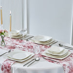 Karaca Square Bone China Mensa 24-teiliges Geschirrset für 6 Personen, Weiß