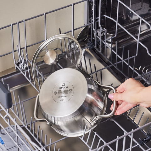 Karaca Elite Edelstahl-Induktions-Kochtopf mit Deckel, 16 cm, Silber