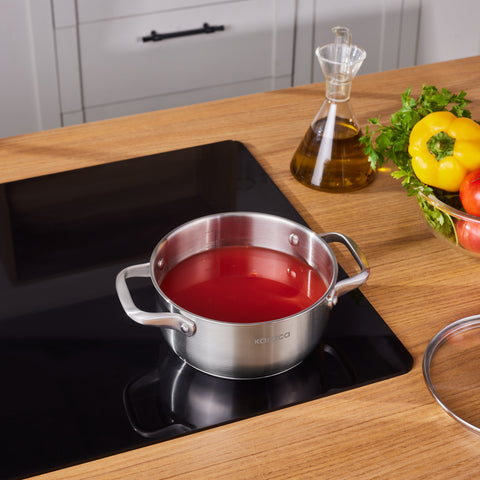 Karaca Elite Edelstahl-Induktions-Kochtopf mit Deckel, 18 cm, Silber