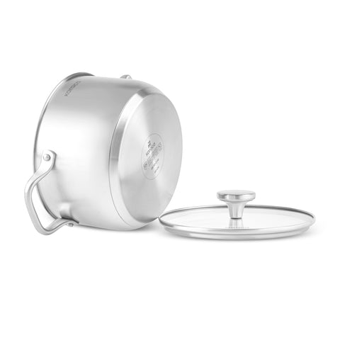 Karaca Elite Edelstahl-Induktions-Kochtopf mit Deckel, 22 cm, Silber