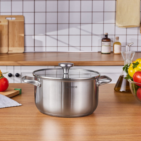 Karaca Elite Edelstahl-Induktions-Kochtopf mit Deckel, 22 cm, Silber