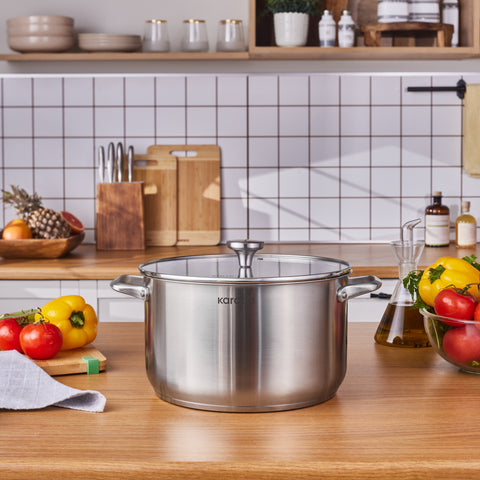 Yato Edelstahl-Kochtopf 28 Cm, 8L – Profi-Line, Induktion, Mit Deckel, Gastro-Qualität