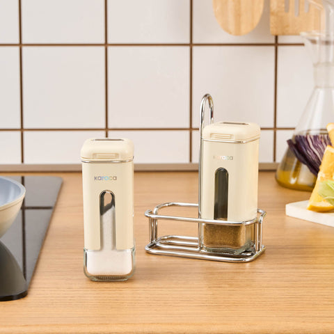 Karaca Luminous, 3-teiliger Salz- und Pfefferstreuer, Creme